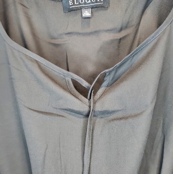 Eloquii Black Flutter Sleeve Blouse With Tie Detail Size 18 - Picture 5 of 11